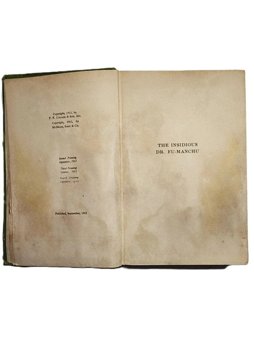 The Insidious Dr. Fu-Manchu by Sax Rohmer 1913HC 2nd Printing RARE